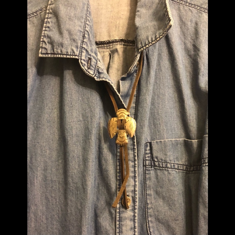 Leather thunderbird necklace